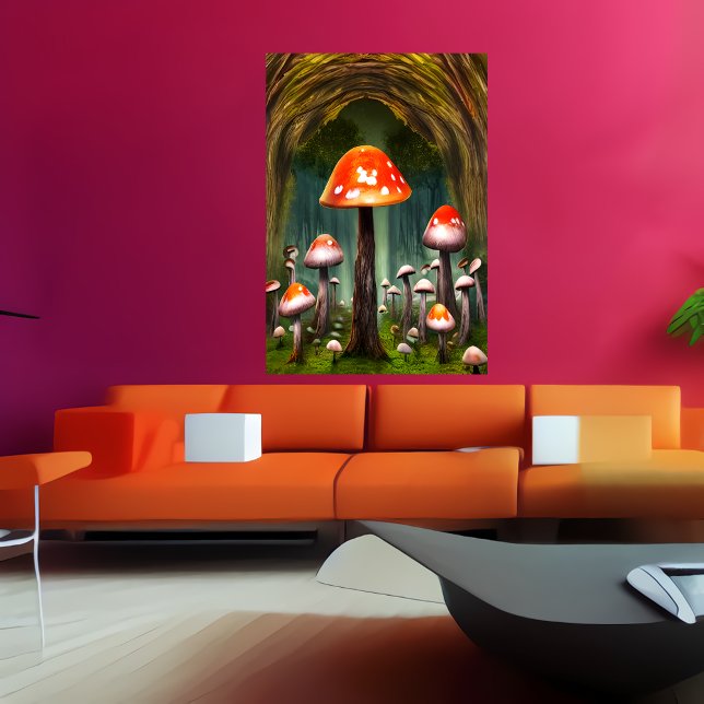 Forêt de champignons rouges | AI Art Poster (Créateur téléchargé)