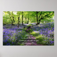 Forêt de cloches bleues, affiche chrétienne, psaum