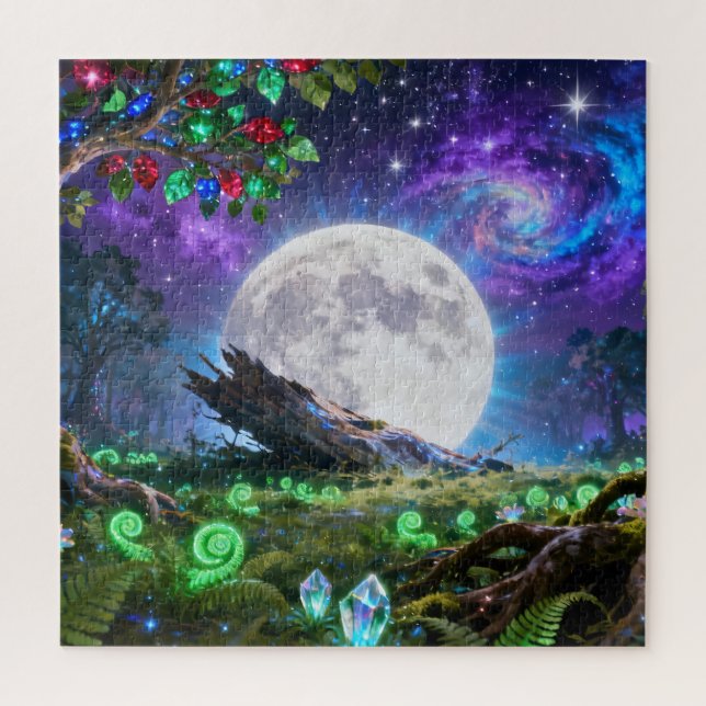 Forêt de fantaisie sous la pleine lune - Puzzle (Vertical)