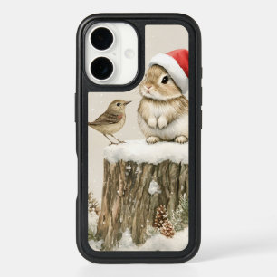 Forêt de neige Hiver Bois de Noël Lapin Oiseau