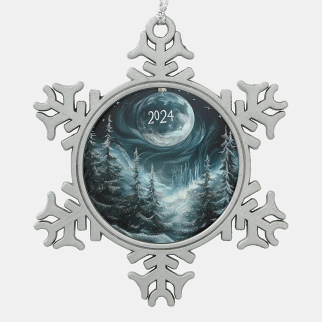 Forêt de Noël enneigée avec ornement de la Grande  (Devant)