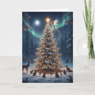 Forêt de Noël Magique - Carte de vœux de Noël