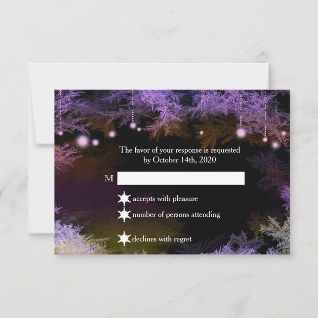 Forêt de nuit étoilée Mariage violet RSVP (Devant)