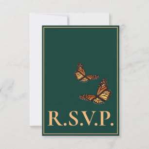 Forêt de papillons Monarque Vert QRC RSVP