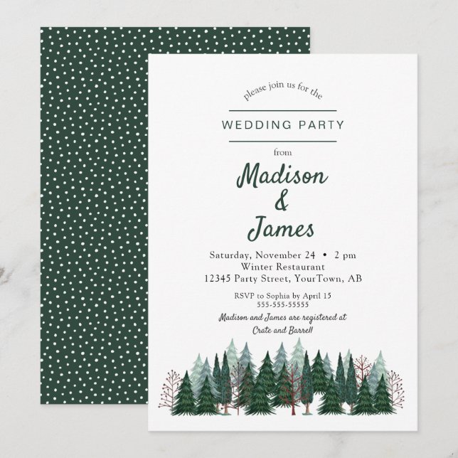 Forêt de pins | Fête de mariage | Invitation (Devant / Derrière)