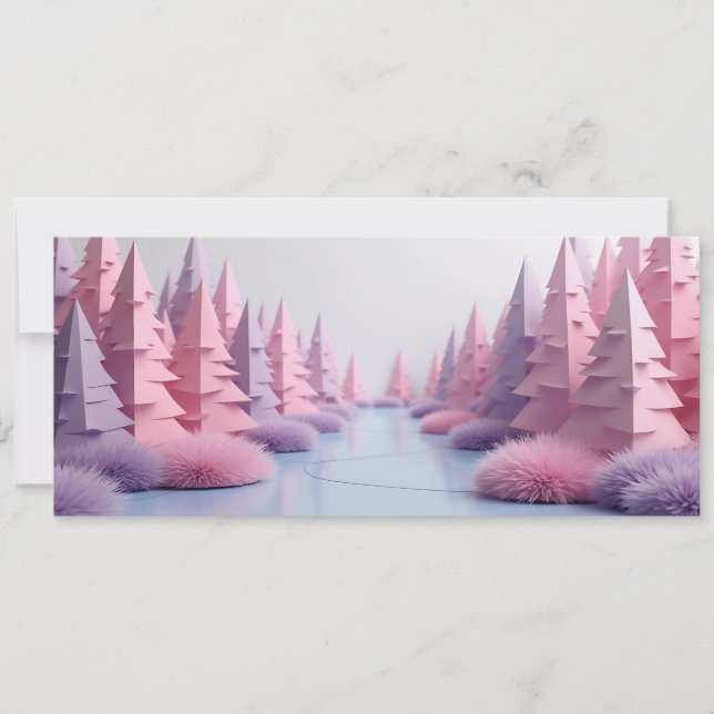 foret de sapins origami rose  (Devant)