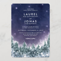 Forêt d'hiver dans les étoiles Invitations de mari