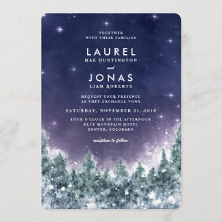 Forêt d'hiver dans les étoiles Invitations de mari