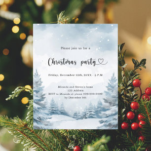 Forêt d'hiver neige Noël Fête Invitation