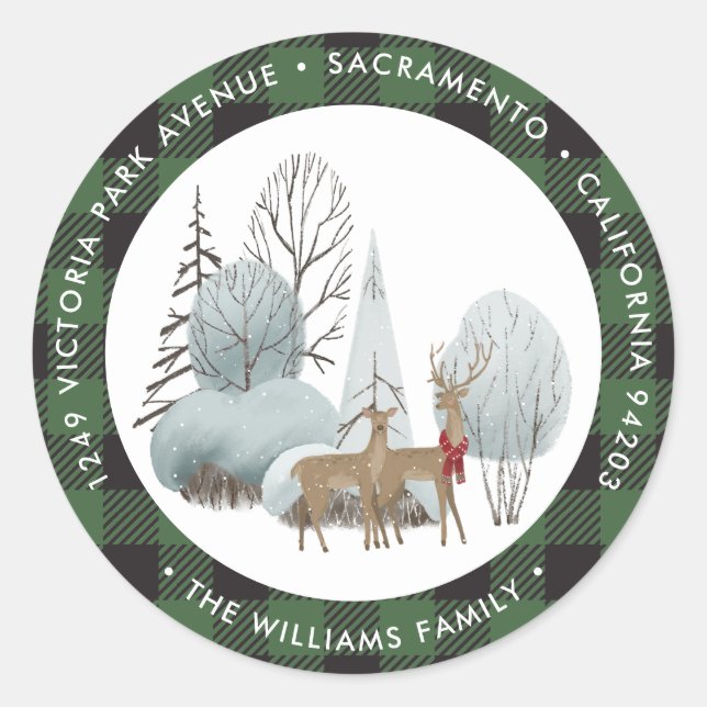 Forêt d'hiver Noël Retourner l'adresse Étiquettes (Devant)