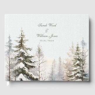 Forêt d'hiver romantique enneigée Mariage Livre d'