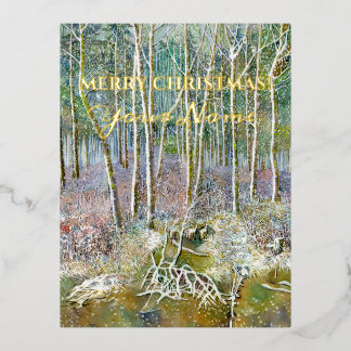 forêt d'hiver Watercolor Foil Carte postale
