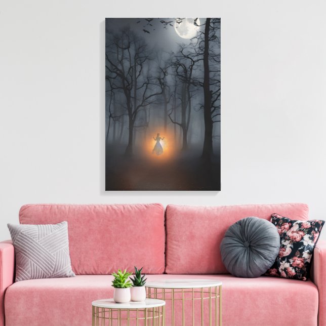 Forêt embrumée au clair de lune & Toile emballée a (Insitu(Salon))