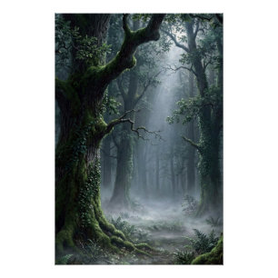 Forêt Enchantée Affiche de Fantasy de Bois Brume