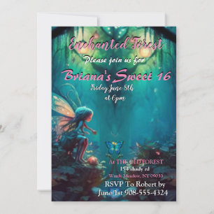 Forêt enchantée Fée Sweet 16 Invitation