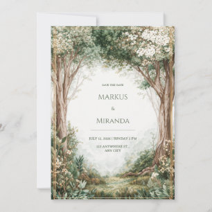 Forêt Enchantée Misty Cadre Doré Mariage