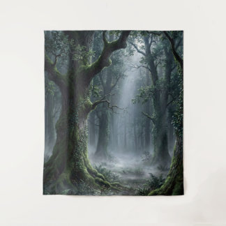 Forêt Enchantée | Tapisserie Fantastique Verte et