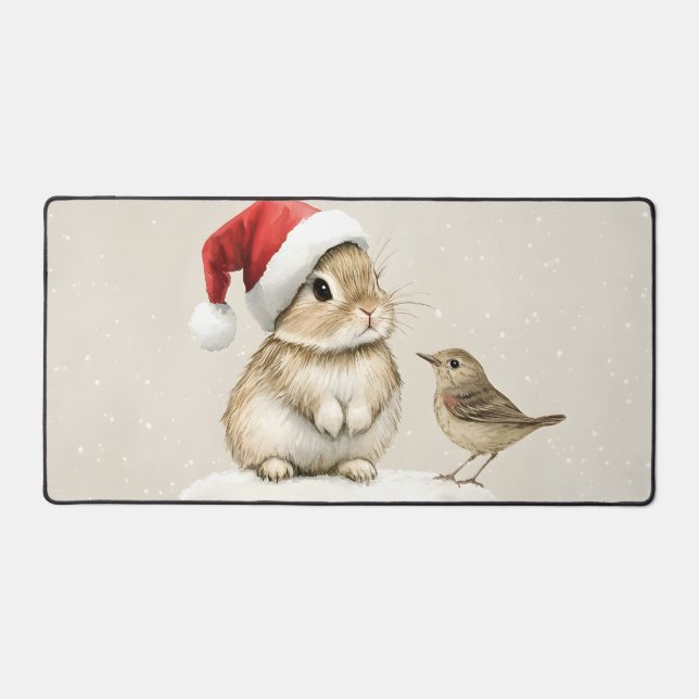 Forêt enneigée Bois hivernal Noël Lapin Oiseau  (Recto)