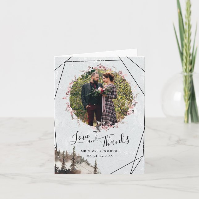 Forêt et corbeau plié Carte de remerciements (Devant)