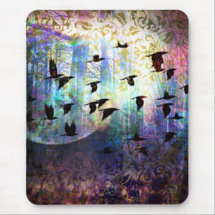 Forêt et tapis de souris mystiques de lune de