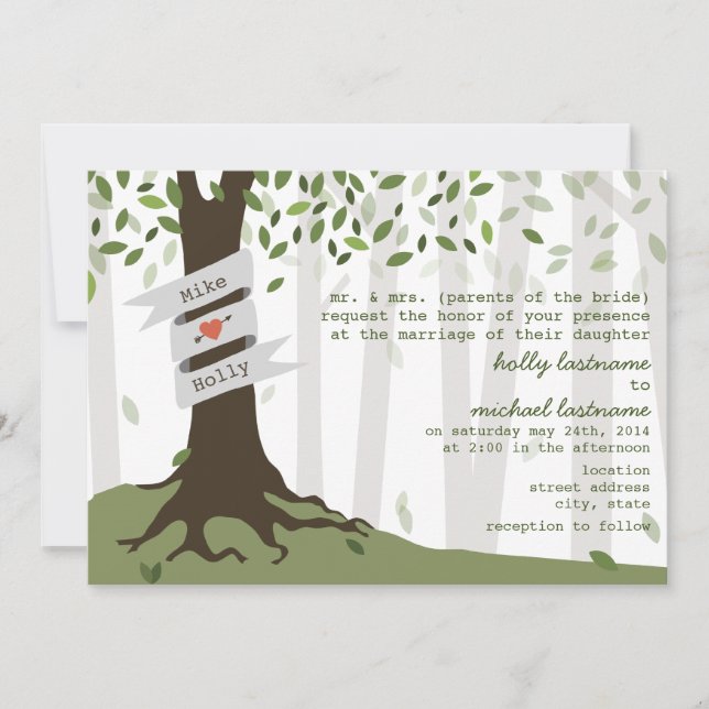 Forêt / Faire-part de mariage boisé (Devant)