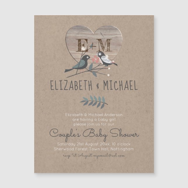 Forêt forestière Animaux Couples BABY SHOWER (Devant)