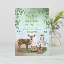 Forêt forestière Créations Baby shower Invitation
