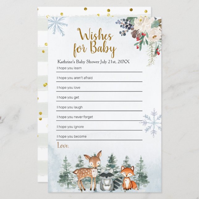 Forêt forestière d'hiver des animaux de la forêt p (Devant / Derrière)