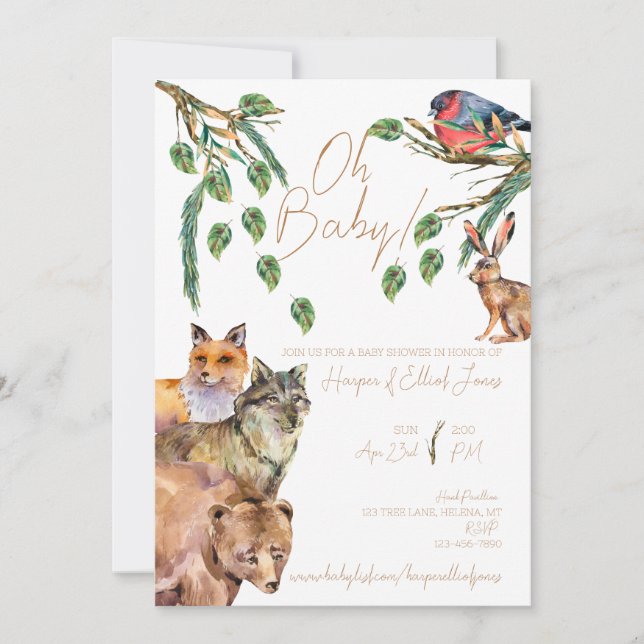 Forêt forestière | INVITATION BABY SHOWER | Neutre (Devant)