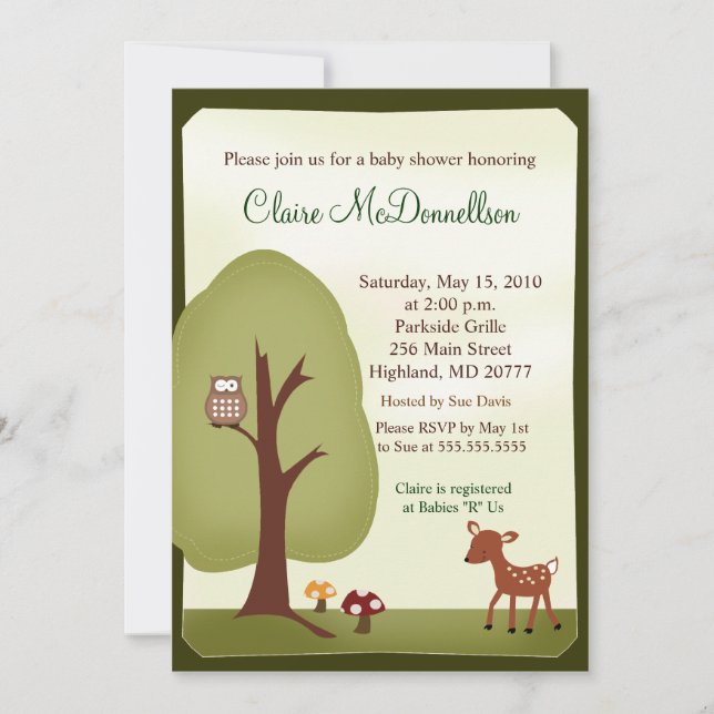 Forêt forestière Nature 5x7 Baby shower Invitation (Devant)