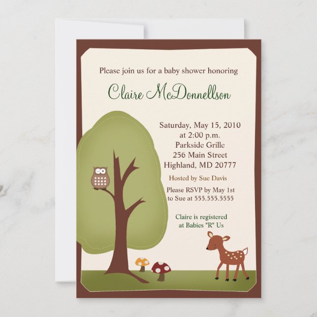 Forêt forestière Nature 5x7 Baby shower Invitation (Devant)