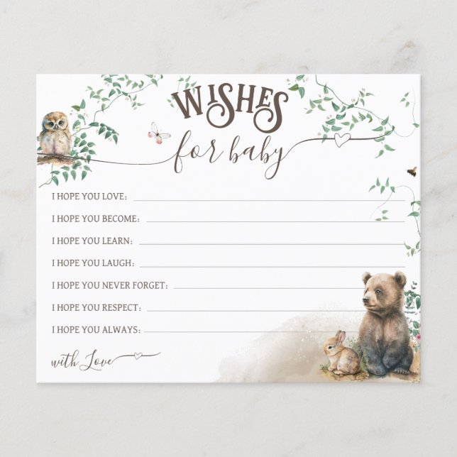 Forêt forestière végétale Baby shower des souhaits (Devant)