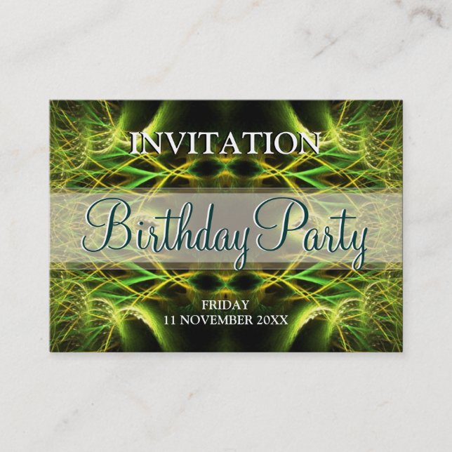 Forêt fractale Mini Invitations d'anniversaire (Devant)