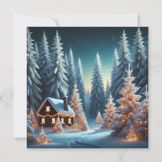 Forêt givrée Décor de Noël Appartement Carte de va (Devant)