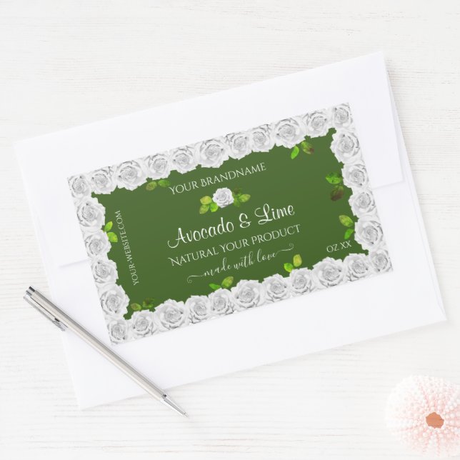 Forêt Green Emballage Étiquette Roses blanches (Enveloppe)