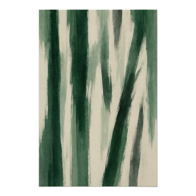 Forêt Liquide – Affiche Abstraite Vert Encre (Devant)