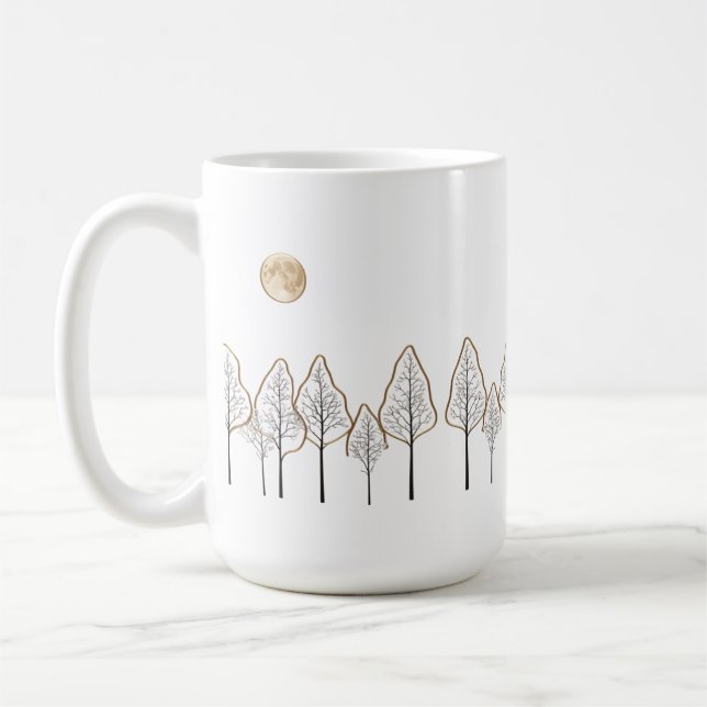 Forêt Lune D'Or - Art Minimal Mug Classique (Gauche)