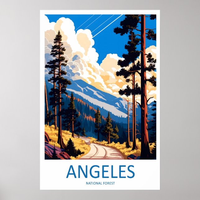 Forêt nationale d'Angeles Affiche de voyage vintag (Devant)