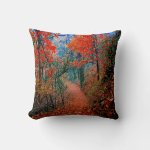 Forêt peinte Coussin aquarelle Flamme d'automne