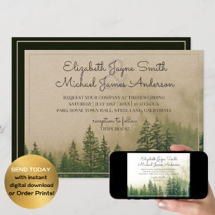 Forêt Pins Arbres Montagnes Mariages Invitations