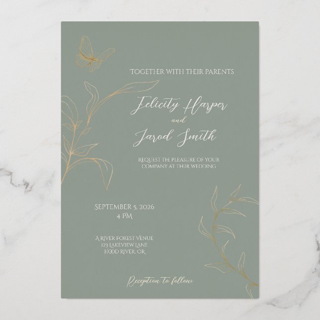 Forêt romantique - Faire-part de mariage (Recto)