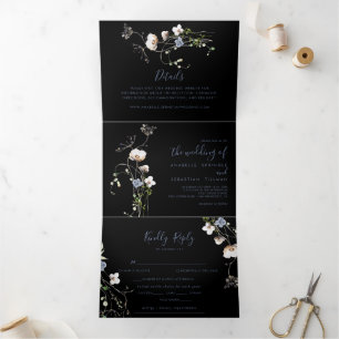 Forêt sauvage Floral Noir triple Mariage