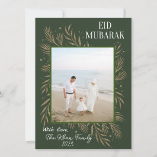 Forêt verte avec cadre de couronne d'or Aïd salut