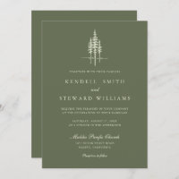 Forêt verte moderne Faire-part de mariage rustique