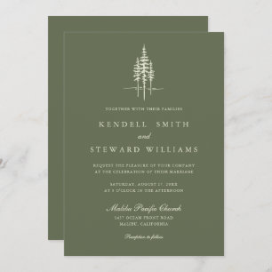 Forêt verte moderne Faire-part de mariage rustique