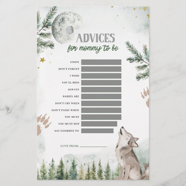 Forêt Wolf Conseils pour les Jeux de Maman-to-be (Devant)