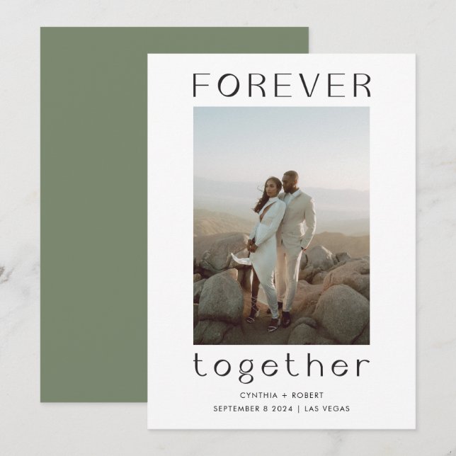 Forever Ensemble Sage Green Mariage Faire-part (Devant / Derrière)