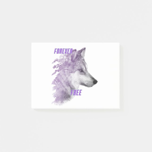 Forever Free Violet Wolf Post-it Notes (Devant)