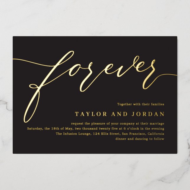 Forever Love Real Foil Faire-part de mariage Inv (Recto)
