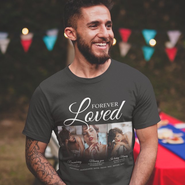 Forever Loved Memorial 3 Photo Memorial T-shirt (Créateur téléchargé)
